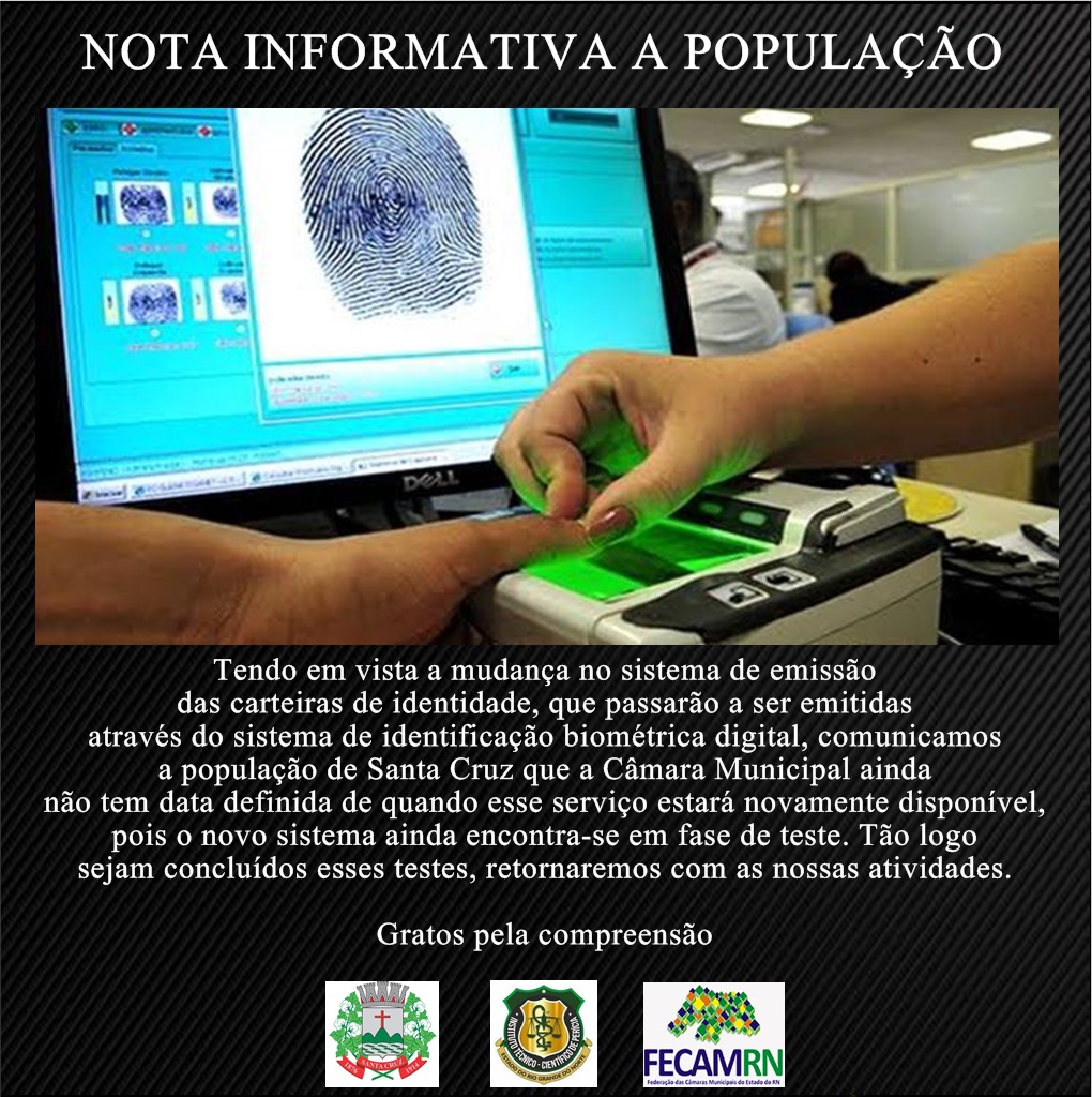 NOTA INFORMATIVA A POPULAÇÃO