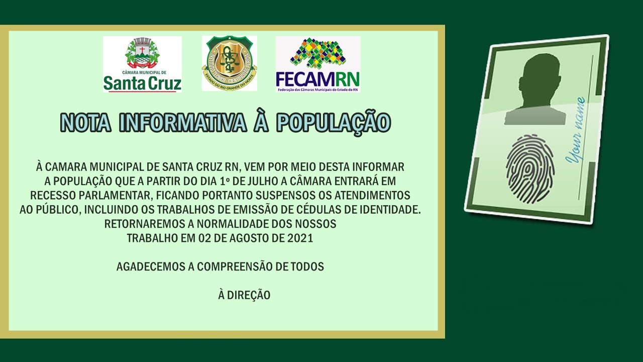 NOTA INFORMATIVA À POPULAÇÃO
